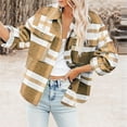 thumbnail image 1 of Womens Tops Plaid Button Pocket Checkered Shirt Jacket Top,Blouse for Women Yellow M, 1 of 6
