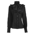 thumbnail image 1 of Womens Tops Plus Gothic Shirt Retro Long Sleeved Ruffled Top Shirt Black L, 1 of 3