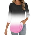 thumbnail image 1 of Womens Tops Plus Size 3/4 Length Sleeve Crewneck Loose Shirts Pleated Cute Clothes Dressy Casual Tunic Tops Black 2XL, 1 of 5