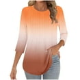 thumbnail image 1 of Womens Tops Plus Size 3/4 Length Sleeve Crewneck Loose Shirts Pleated Cute Clothes Dressy Casual Tunic Tops Orange L, 1 of 5