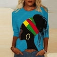 thumbnail image 1 of Womens Tops Plus Size 3/4 Sleeve Crewneck Shirts African Inspired Theme Tops Festival Print Loose Fit Party Casual Outfits, 1 of 5