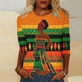 thumbnail image 1 of Womens Tops Plus Size 3/4 Sleeve Crewneck Shirts African Inspired Theme Tops Festival Print Loose Fit Party Casual Outfits, 1 of 7