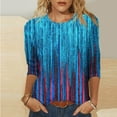 thumbnail image 1 of Womens Tops Plus Size 3/4 Sleeve Round Neck Print Casual T-shirt Multicolor M, 1 of 5