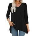 thumbnail image 1 of Womens Tops Plus Size 3/4 Sleeves Round Neck Casual Printed T-shirt Blouse Black XXL, 1 of 6