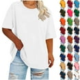 thumbnail image 1 of Womens Tops Plus Size Blouses for Women Round Neck Short-sleeve Casual T-shirt Tunic Tops Basic Shirt, 1 of 6