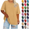 thumbnail image 1 of Womens Tops Plus Size Blouses for Women Round Neck Short-sleeve Casual T-shirt Tunic Tops Basic Shirt, 1 of 6