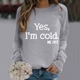 thumbnail image 1 of Womens Tops Plus Size Casual Letters Graphic Printed/Solid Color Sale Long Sleeve Sweatshirts Crewneck Cute Pullover Ladies Classic-Fit Essential T-Shirt Relaxed Fit Top Gray qILAKOG Size XXL, 1 of 5