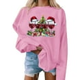 thumbnail image 1 of Womens Tops Plus Size Christmas Day Printed Long Sleeved Round Neck Top Sweatshirts Pink XS, 1 of 4