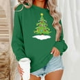 thumbnail image 1 of Womens Tops Plus Size Christmas Printed Long Sleeved Round Neck Hoodless Casual Loose Sweatshirt Green M, 1 of 6