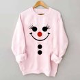 thumbnail image 1 of Womens Tops Plus Size Christmas Printed Long Sleeved Round Neck Off Shoulder Sweatshirt Pink5 S, 1 of 6