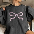 thumbnail image 1 of Womens Tops Plus Size Long Sleeve Bow Tie Round Neck T-Shirt Printing Hoodless Sweatshirts Dark Gray XL, 1 of 4