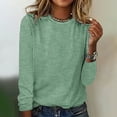 thumbnail image 1 of Womens Tops Plus Size Long Sleeve Round Neck Casual Loose T-Shirt Long Sleeves Tops for Women Green XL, 1 of 5