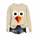 thumbnail image 1 of Womens Tops Plus Size Hoodless Turkey Printed Round Neck Long Sleeve Sweatshirts Khaki L, 1 of 3