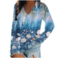 thumbnail image 1 of Womens Tops Plus Size Long Sleeve Blouse Trendy Floral V Neck Tee Casual Spring Summer Tunic Shirts, 1 of 4