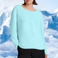 thumbnail image 1 of WHLBF Womens Tops Plus Size Long Sleeve Solid Color Loose Plush Blouse Casual Round Neck Top Sky Blue, 1 of 3
