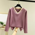 thumbnail image 1 of Womens Tops Plus Size Long Sleeve V-neck Solid Color Reversible De Fleece Thickened Warmth Blouses Purple XXL, 1 of 6
