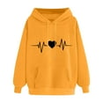 thumbnail image 1 of Womens Tops Plus Size Long Sleeved Hooded Heart Printed Off Shoulder Sweatshirt 1-Yellow, 1 of 3
