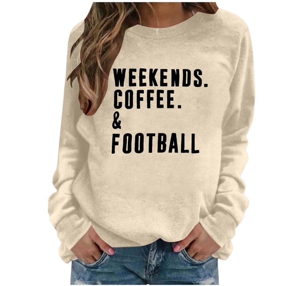 Womens Tops Plus Size Long Sleeved Printed Round Neck Loose Casual Printed Pullover Sweatshirt Khaki