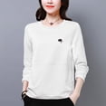 thumbnail image 1 of Womens Tops Plus Size Long Sleeved Round Neck Casual Plus Size Base Shirt Top White, 1 of 3