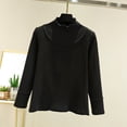 thumbnail image 1 of Womens Tops Plus Size Long-sleeved Half-high-neck Solid Color Fleece Undershirt Black L, 1 of 6
