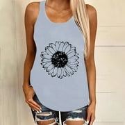Womens Tops Plus Size Loose Casual Shirts Fashion Graphic Tee Sleeveless Crew Neck Street Style Tank Tops