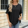 thumbnail image 1 of Womens Tops Plus Size Print Short Sleeve Out Funny Round Neck Tank Blouses Black XL, 1 of 6