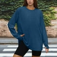 thumbnail image 1 of Womens Tops Plus Size Printed Long Sleeve Round Neck Hoodless Loose Blouse Sweatshirts Blue, 1 of 3