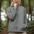 thumbnail image 1 of Womens Tops Plus Size Rain Jacket Hood Windbreaker Jackets Sun Hoodie Light Raincoats Storage Bag Gray M, 1 of 6