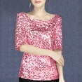thumbnail image 1 of Womens Tops Plus Size Sequin Round Neck Short Sleeve Sloid T Shirts, 1 of 6