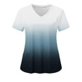 thumbnail image 1 of Womens Tops Plus Size Short Sleeve V-Neck Working Uniform Printing Pocket Blouse Navy XL, 1 of 3