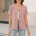 thumbnail image 1 of Womens Tops Plus Size Short Sleeved Casual Solid Color Cardigan Top Pink XXL, 1 of 6