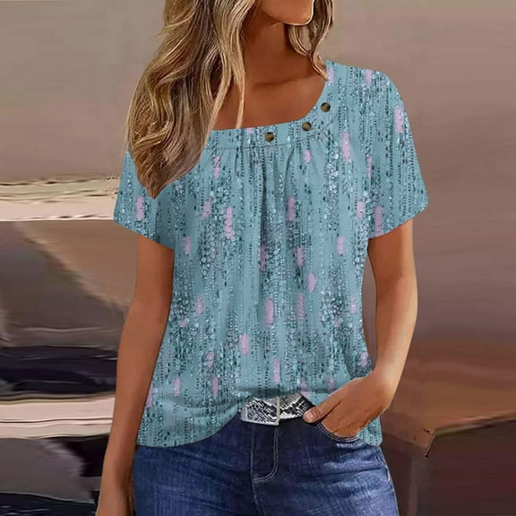 Womens Tops Plus Size Short Sleeved Pleated Blouses