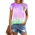 thumbnail image 1 of Womens Tops Plus Size Short Sleeved Round Neck Pleated Casual T-shirt Multicolor XL, 1 of 6