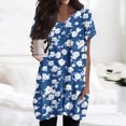 thumbnail image 1 of Womens Tops Plus Size Short Sleeved V-Neck Floral Print Double Pocket Pullover T-shirt #Blue XL, 1 of 6