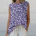 thumbnail image 1 of Womens Tops Plus Size Sleeveless Round Neck Floral Printed Casual Tank Top Purple XL, 1 of 5