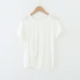 thumbnail image 1 of Womens Tops Plus Size Solid Color Short Sleeved Round Neck Not Irregular Loose T-shirt White L, 1 of 4