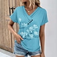 thumbnail image 1 of Womens Tops Plus Size V-Neck Casual Short-Sleeved Spring And Summer Blouses Sky Blue XL, 1 of 4