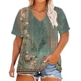 thumbnail image 1 of Womens Tops Plus Size V Neck T Shirts Women Short Sleeve Tops Casual Summer Tshirts Loose Fit Tee, 1 of 4
