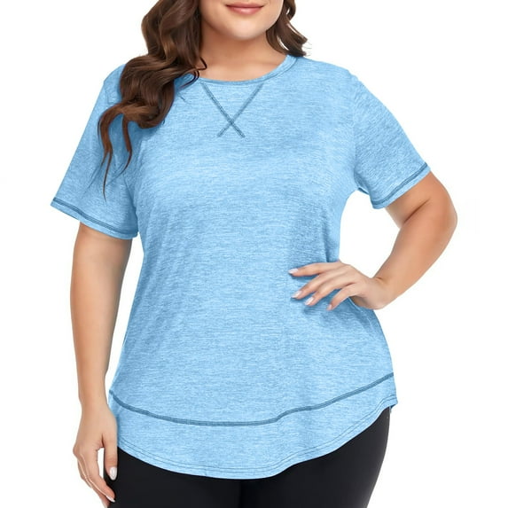 Womens Tops, Plus Size Workout Tops for Women Short Sleeve Loose fit Shirts Athletic Gym Yoga Clothing