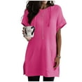 thumbnail image 1 of Womens Tops Plus Size terra sky Pockets Short Sleeve Hooded Slit Medium Long Blouses, 1 of 6
