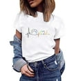 thumbnail image 1 of Womens Tops Plus Size Round-Neck Printed Loose Short Sleeve Casual Blouse White S, 1 of 4