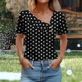 thumbnail image 1 of Womens Tops Plus Size under $10 Short Sleeved V-Neck Shirt Printed Button Casual T-shirt Black XXL, 1 of 6