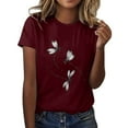 thumbnail image 1 of Womens Tops Print Shirt Short Sleeve Round Neck T Shirt Fashion Top Lightweight Soft Casual Summer Clothing Cotton Polyester Blend Stretchy Fabric Sweatpants Leggings M Shirts for Women, 1 of 5