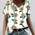 thumbnail image 1 of Womens Tops Print Short Sleeve V-Neck T-Shirt White S, 1 of 5
