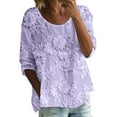 thumbnail image 1 of Womens Tops Print T Shirt Half Sleeved Round Neck Shirt 3/4 Sleeved T Shirt Loose Large Size T Shirt Blouses For Women, 1 of 4