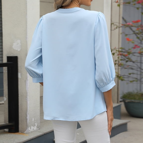 Womens Tops Puff Short Sleeve Shirts Pleated T Shirts Dressy Casual Business Trendy Summer Tunic Blouse Ladies Workout Loose Fit Womens Top Sports T Shirt for Women Womens Hiking Shirts Top Tee Long