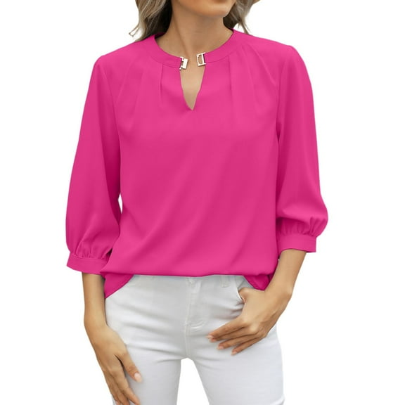 Womens Tops Puff Short Sleeve Shirts Pleated T Shirts Dressy Casual Business Trendy Summer Tunic Blouse