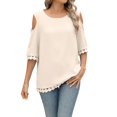 thumbnail image 1 of Womens Tops Puff Short Sleeve Shirts Pleated T Shirts Dressy Casual Business Trendy Summer Tunic Blouse, 1 of 2