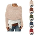 thumbnail image 1 of Womens Tops Pullover Hoodie Casual Oversized Knit Sweaters Trendy Cozy Autumn Wear Women's Knitted Scarf Shawl Wrap Long Openwork Lacy Cover Up Stole For Casual Outfit And Daily Wear, 1 of 5