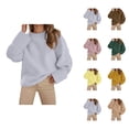 thumbnail image 1 of Womens Tops Pullover Hoodie Cropped Knit Casual Trendy Y2K Back to School Outfit Women's Oversized Sweater Winter Top Soft Comfortable Loose Fit Round Neck Long Sleeve Streetwear Tunic, 1 of 5